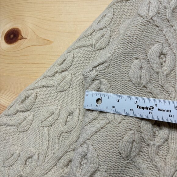 Vintage Banana Republic Sweater Mens Medium Cream Wool Fisherman Chunky Knit - Picture 6 of 13